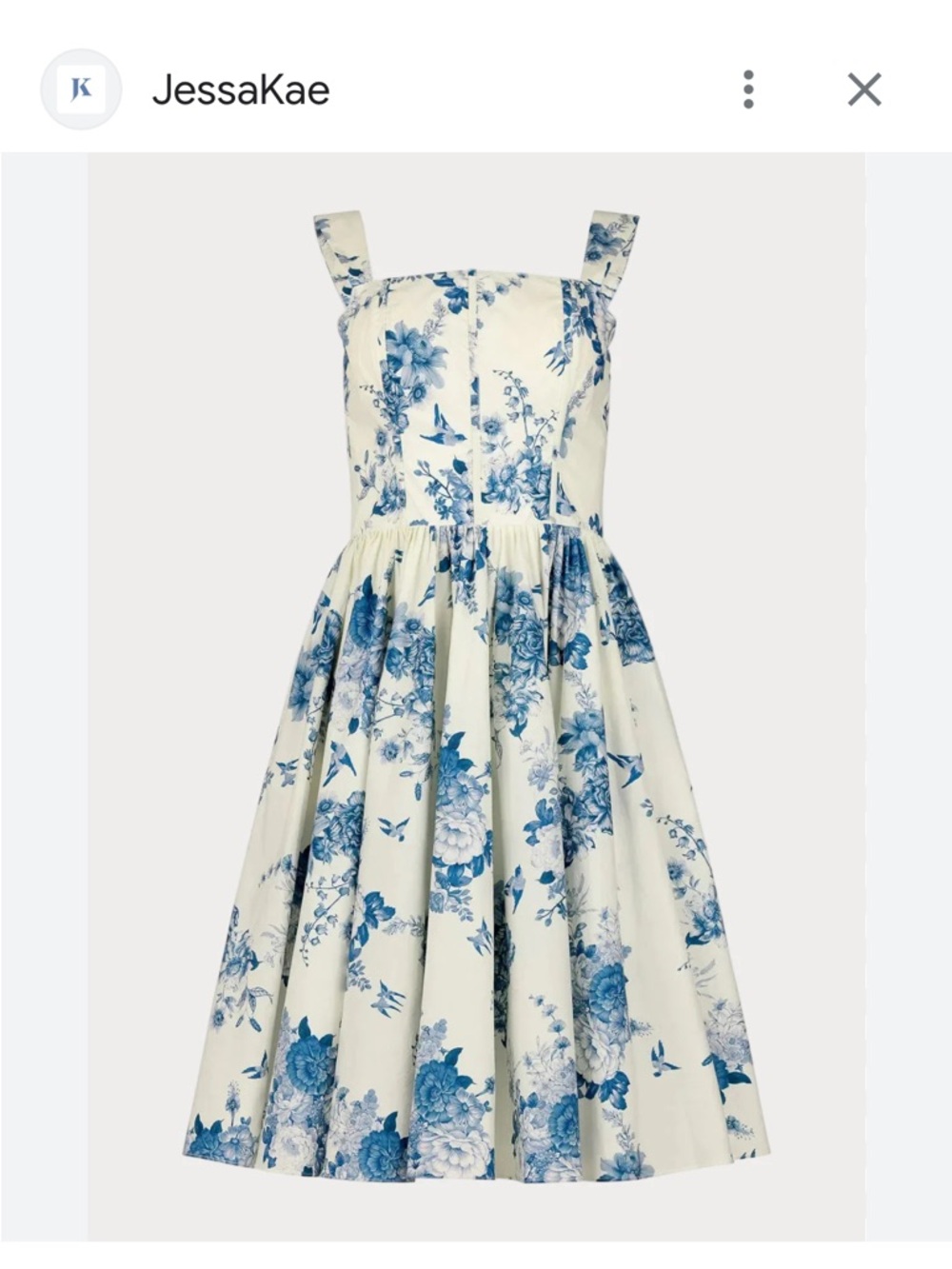 JessaKae White Dress with Blue Floral Print - Picture 3 of 7